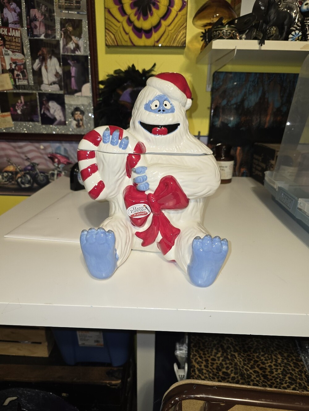 Abominablel Snowman Bumble Cookie Jar - White and Blue with Red Accents